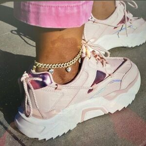 🎉NEW YEARS SALE🎉Chunky Fashion Pink Metallic Sneakers New - Mata Shoes Size 10